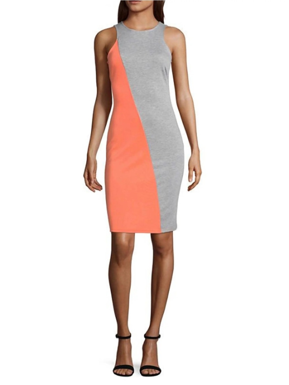 project RUNWAY Gray & Neon Orange Sleeveless Midi Colorblock Dress